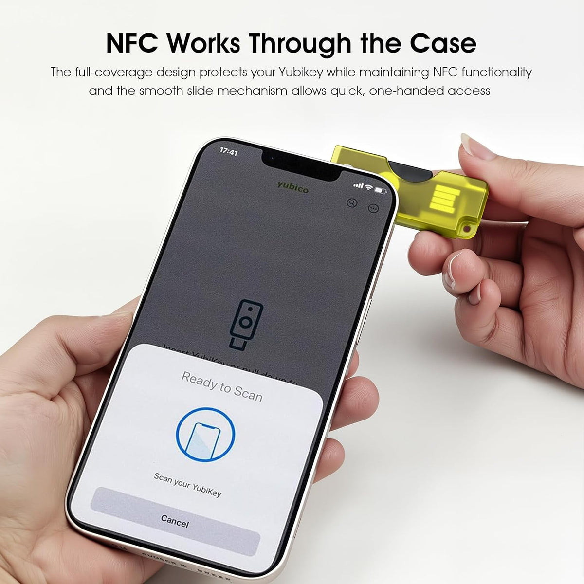 2 Pack PC Flip Holder Keychain Protective Cover Compatible with YubiKey 5 NFC, Hard PC Slide-Open Carrying Case, NFC-Friendly Tap-to-Use Security Key Protector, Lightweight Keychain Cover,Yellow - Image 4