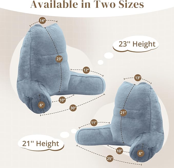 Sasttie Reading Pillow for Bed, Back Pillow for Sitting Up, Greyish Blue | 21" Backrest Support Cushion for Couch, Sofa, and Floor, Dorm Essentials, OEKO-TEX, Adjustable Down Alternative Fill - Image 2
