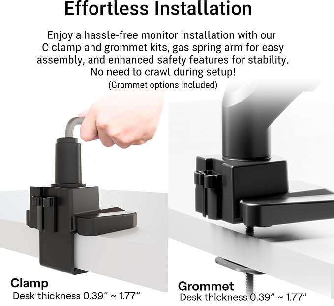Pixio PS2D Ultrawide Heavy-Duty Premium Dual Monitor Arm Stand Desk Mount - Fits up to 35 inches Two Monitors, Weights up to 33 lbs Each, Height Adjustable, Compatible with VESA 75x75mm 100x100mm - Image 6
