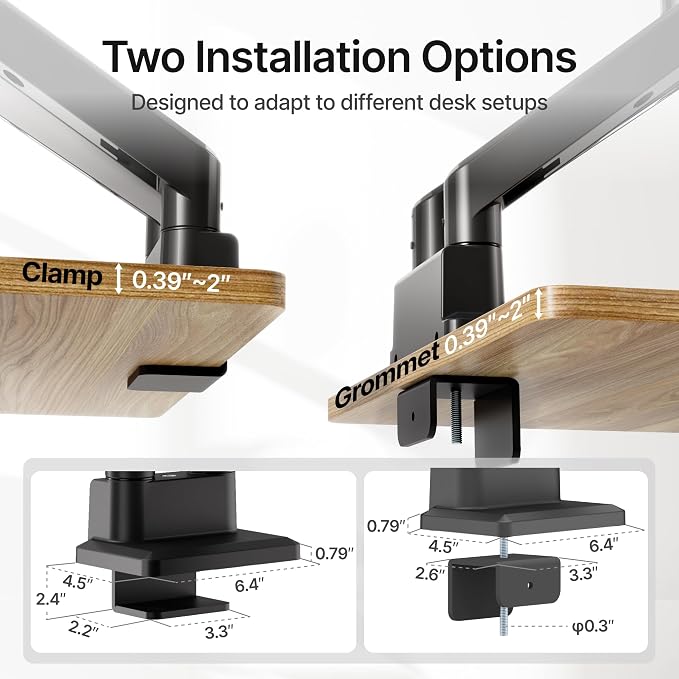 monTEK Dual Monitor Mount Monitor Arms for 17 to 35 Inch Screen | Adjustable Heavy Duty Monitor Desk Mount for 2 Monitors, Holds 35 Lbs, with Cable Management, VESA 75/100mm - Image 5