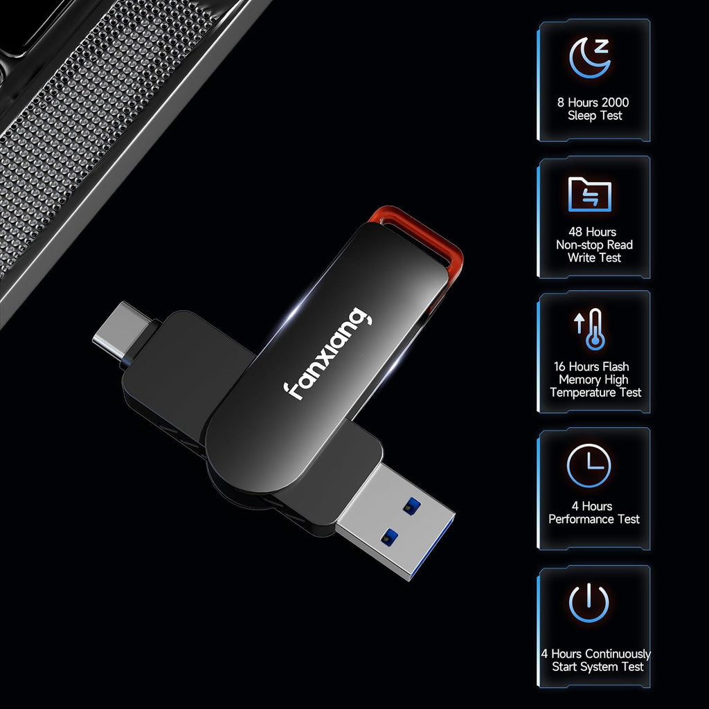fanxiang 512GB Flash Drive Up to 560MB/s External SSD,Type C & USB-A 3.2 Gen 2, Thumb Drive,Memory Stick for iPhone15/16/PS4/Android Phone/Windows/Mac - Image 5