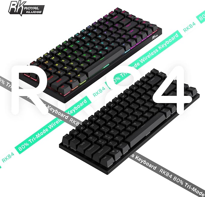 RK ROYAL KLUDGE RK84 Wireless RGB 75% Hot Swappable Mechanical Keyboard | 84 Keys Wireless Gaming Keyboard w/High-Capacity Battery, Triple Mode BT5.0/2.4G/USB-C, RK Custom Switch, Pro Driver Support - Image 8