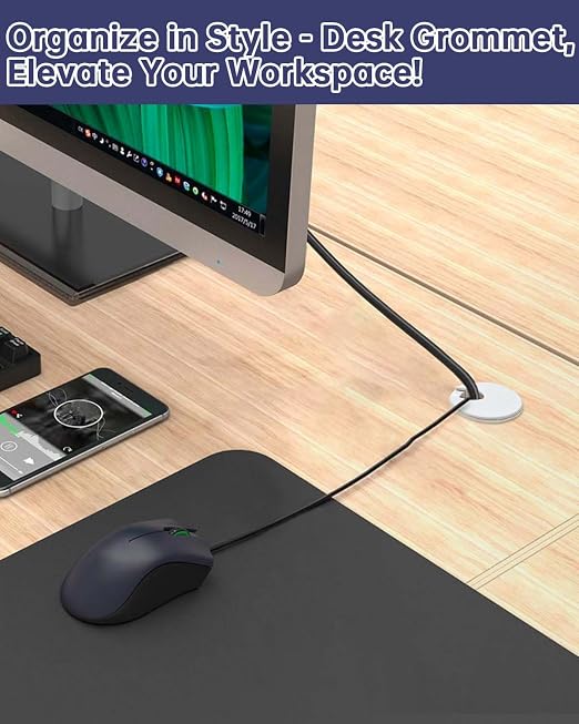 1-3/8 in. Hole Saw with 10PCS White Desk Grommet - Cable Management Kit for TV, Office, and Home Table - Hide Wires Behind Wall, TV Wall Cable Pass Through, Desk Cable Hole Covers - Image 2