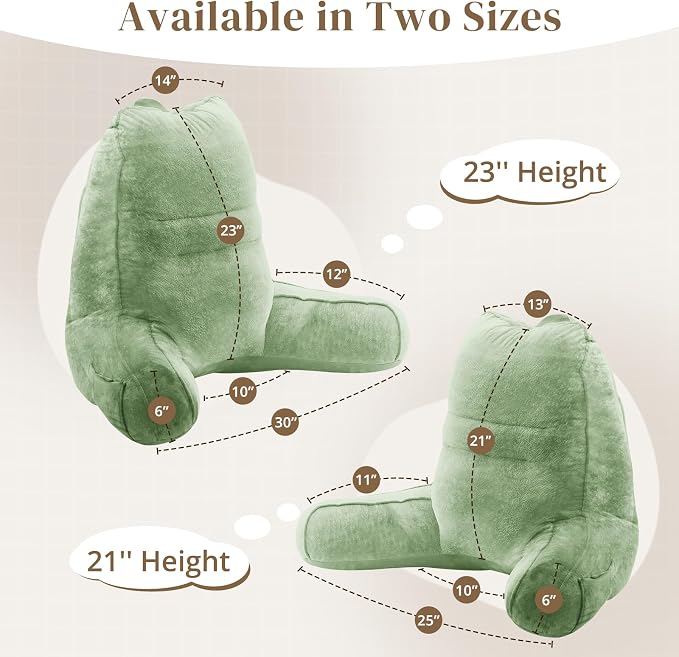 Sasttie Reading Pillow for Bed, Back Pillow for Sitting Up, Sage Green | 23" Backrest Support Cushion for Couch, Sofa, and Floor, Dorm Essentials, OEKO-TEX, Adjustable Down Alternative Fill - Image 2