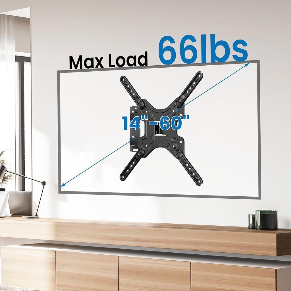 TV Wall Mount for Most 14-60 Inch TVs, Full Motion TV Mount with Perfect Center Design, Extension Tilt Swivel TV Mount Articulating Mount Max 400x400mm - Image 6