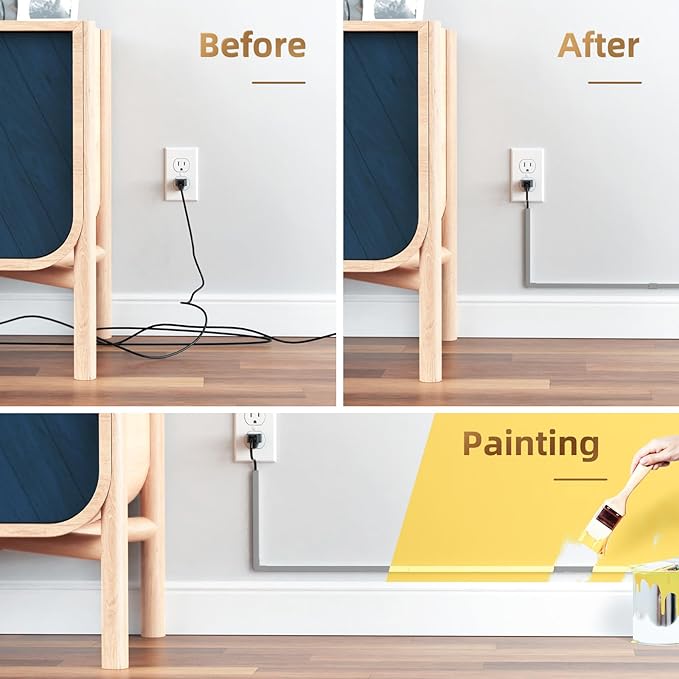 Delamu Cord Hider, 85in Cord Covers for Wires on Wall, One-Cord Cable Hider, Self-Adhesive Wire Hiders Wire Covers for TV Cords on Wall, Paintable Cable Cover Management Kit, W0.59 H0.4in, Grey - Image 6