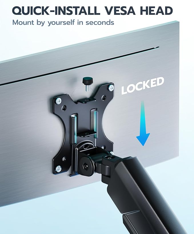 ARES WING 17-40 Inch Heavy Duty Monitor Arm, Black | Fully Adjustable Monitor Mount for Ultrawide Screens up to 26.4 lbs with Clamp/Grommet Desk Mount, 75/100 Vesa Mount - Image 3