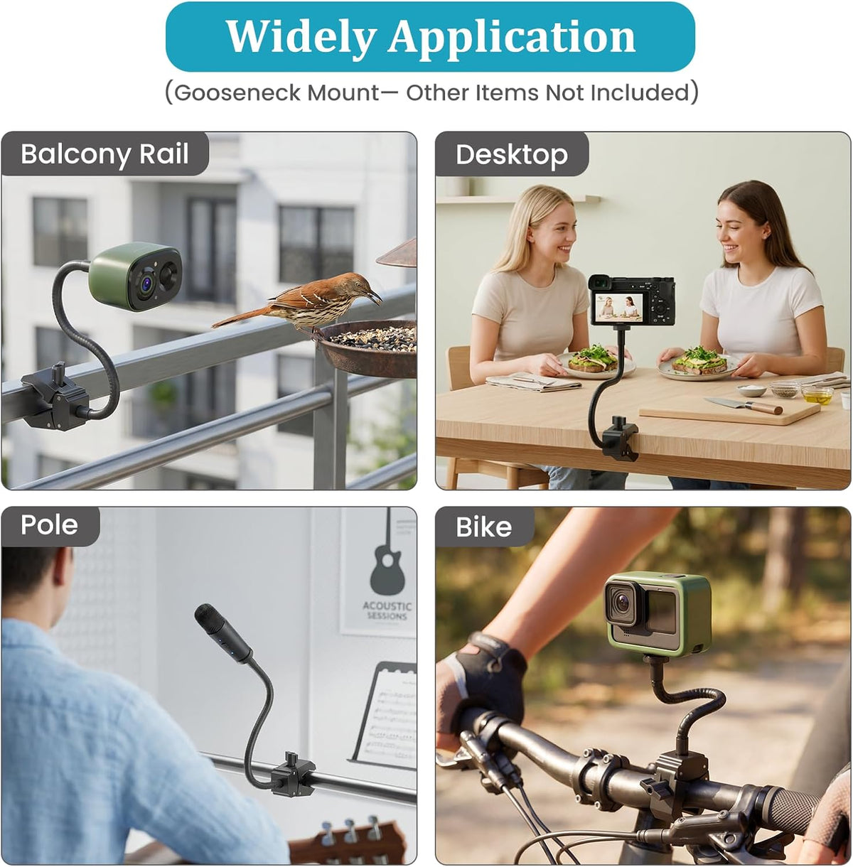 Gooseneck Clamp Camera Mount with 1/4" Screw, Flexible 30cm Arm - Image 6
