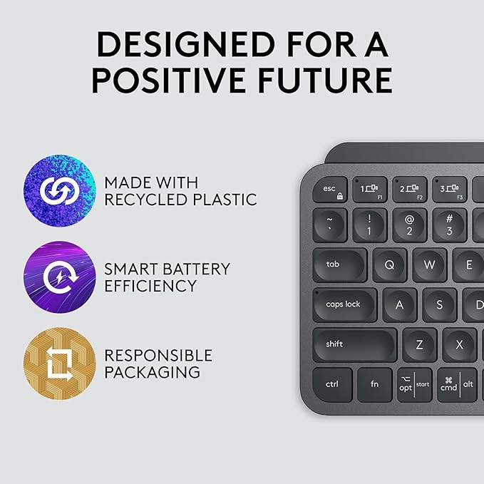 Logitech MX Keys Mini Minimalist Wireless Illuminated Keyboard - Graphite | Minimalist, compact, Bluetooth, USB-C, metal build, compatible with Apple macOS, iOS, Windows, Linux, Android - Image 6