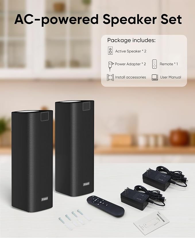 Inwa 400W Outdoor Bluetooth Speakers with Lights, IP65 Waterproof, AC-Powered Stereo Speaker, Auracast Wireless Multi-Speaker Pairing, Wall Mount Sound System w/Aux for Porch, Patio, Garage, Home - Image 7