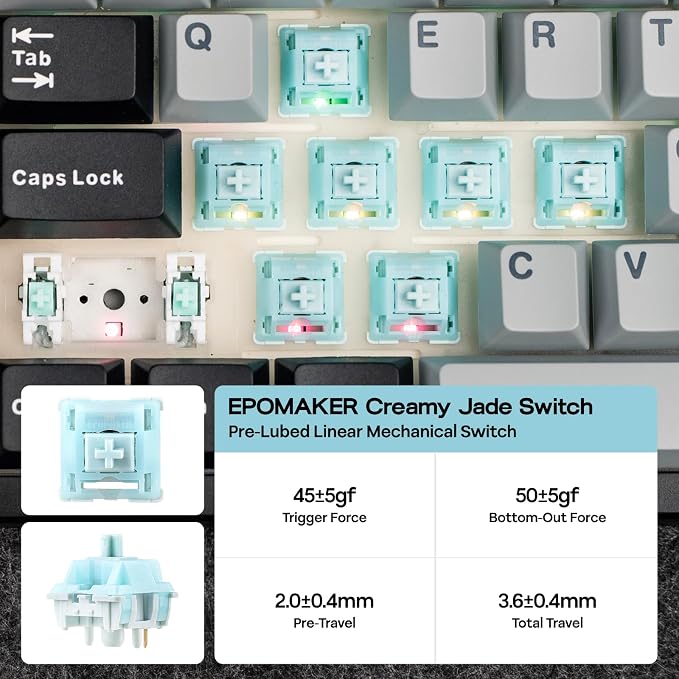 EPOMAKER TH108 PRO Full Size Mechanical Keyboard with Screen & Knob | Wireless Gaming Keyboard with 10000mAh, Creamy Gasket, Hot Swap, Custom Driver, RGB Backlight (Black, Creamy Jade) - Image 6