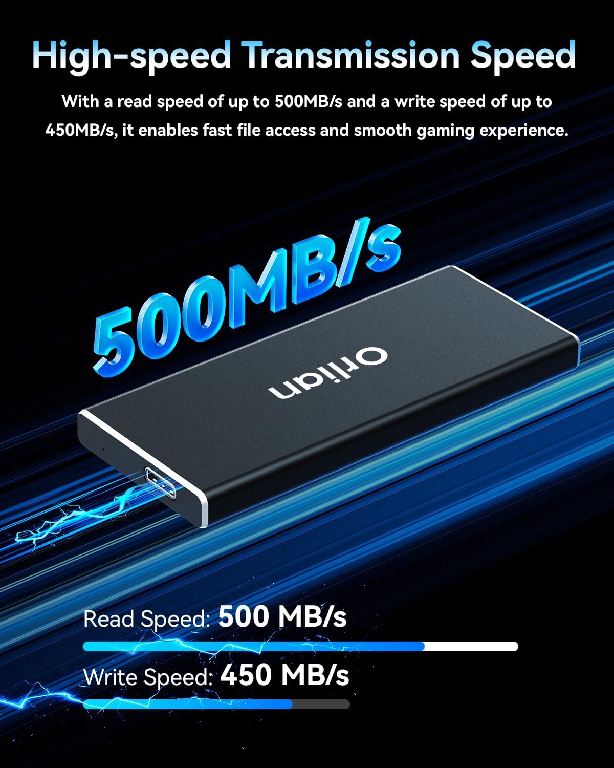 120GB External Portable SSD Solid State Drive USB 3.1 Gen 2 Up to 500MB/s High-Speed Solid State Drive for Phone, Windows, Android, PC and More - Image 3