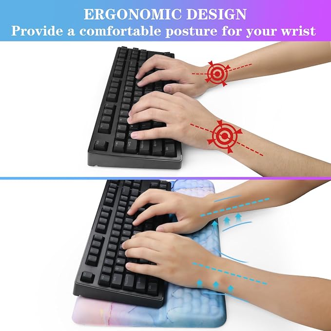 Computer Keyboard Stand with Wrist Rest, Ergonomic Tilted Keyboard Holder - Keyboard Riser with Wrist Pad - Keyboard Tray Support for Office Home - Aqua Marble - Image 3