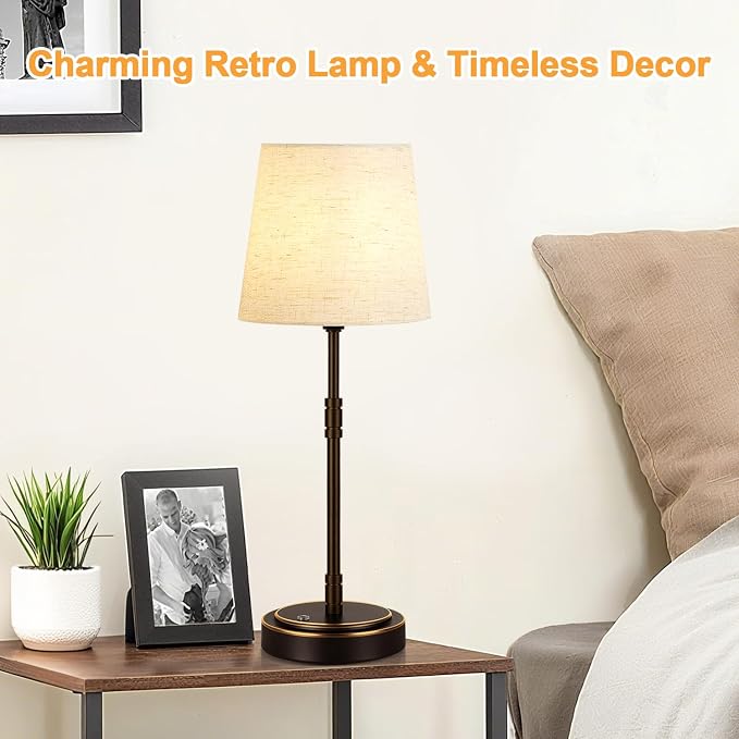 Cordless Table Lamps Set of 2 – Battery Operated Lamp with 7500mAh Rechargeable Battery, Stepless Dimmable Oil-Rubbed Bronze Lamp, Wireless Lamps for Dining Room, Nightstand & Patio (Bulbs Included) - Image 8