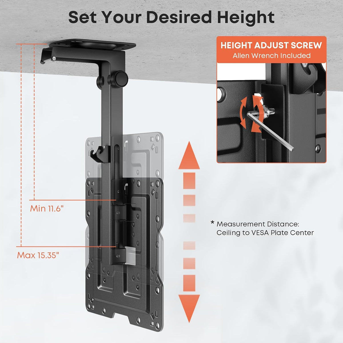 Flip Down TV Mount for Most 23'' to 55'' TVs, Manual Ceiling TV Mount - Image 9