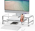 Acrylic Monitor Stand Riser Clear Laptop Stand 2-Tier L16 xW7.5 xH4.7 | Computer Monitor Stand Laptop Riser with Storage, Compatible with All Notebooks and Monitors, Desk Organizer for Home Office by Beimu