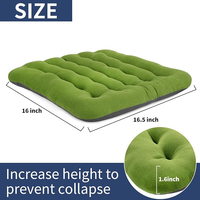 BUYUE Good Support Office Chair Cushion Padded, Soft Velvet Comfortable Non-Slip Seat Cushion for Computer Desk Kitchen Chair (1 Count, Green) - Image 2