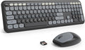 surmen Cute Keyboard and Mouse Wireless, Full-Size Retro Typewriter Wireless Silent Colorful Keyboard Low-Noise 2.4GHz for Home and Office (6-Gradient Dark) by SURMEN