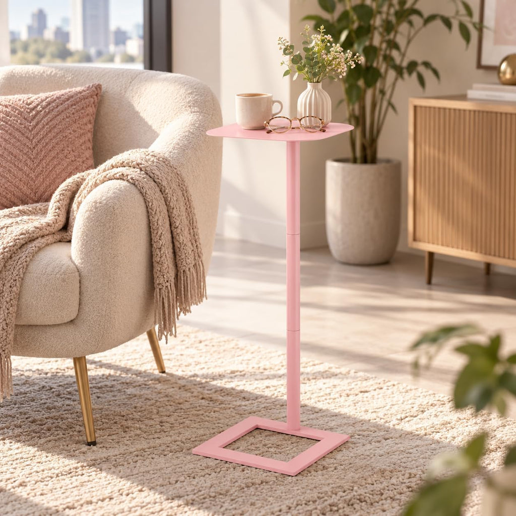 Modern Stable C Table End Table, 23.4" Tall, Medium, Pink - Image 2