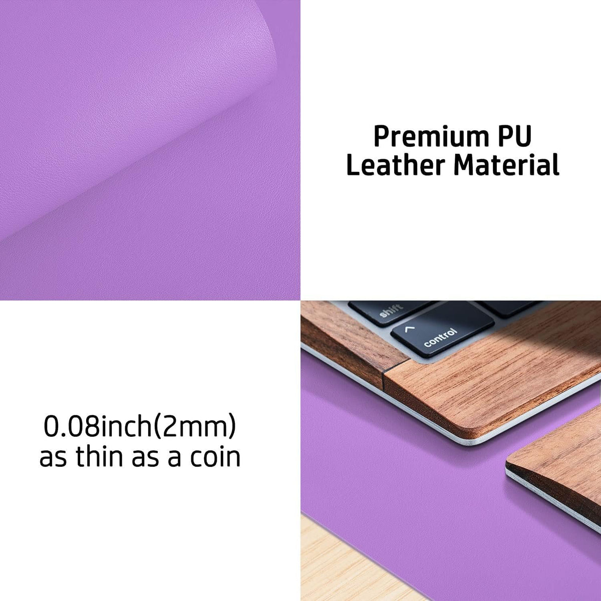 Aothia Leather Desk Pad Protector, Mouse Pad, Office Desk Mat, Non-Slip PU Leather Desk Blotter, Laptop Desk Pad, Waterproof Desk Writing Pad for Office and Home (31.5" x 15.7", Iris Violet) - Image 7