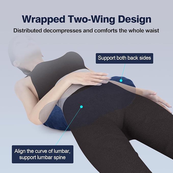COMFYTHERA Lumbar Support Pillow for Sleeping Memory Foam Lumbar Support Cushion for Lower Back Pain Relief, Back Support Bed Pillow Waist Support (Dark Blue, Large) - Image 5