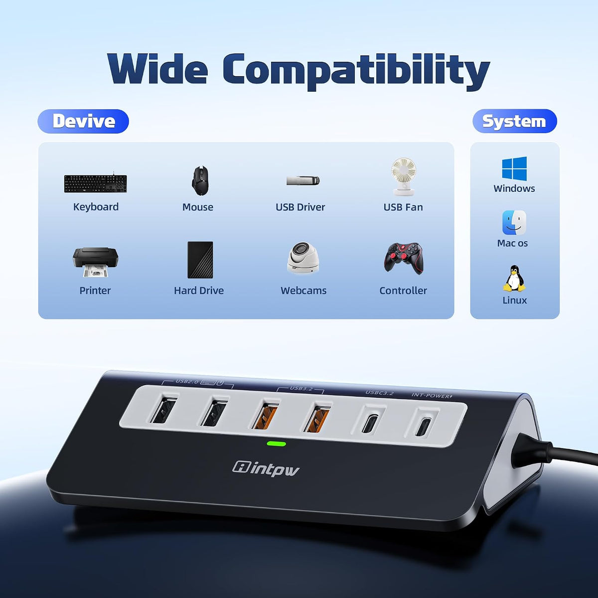 USB C Hub 9-in-1, 28° Ergonomic Aluminum Hub, 10Gbps, HDMI 4K@60Hz - Image 7