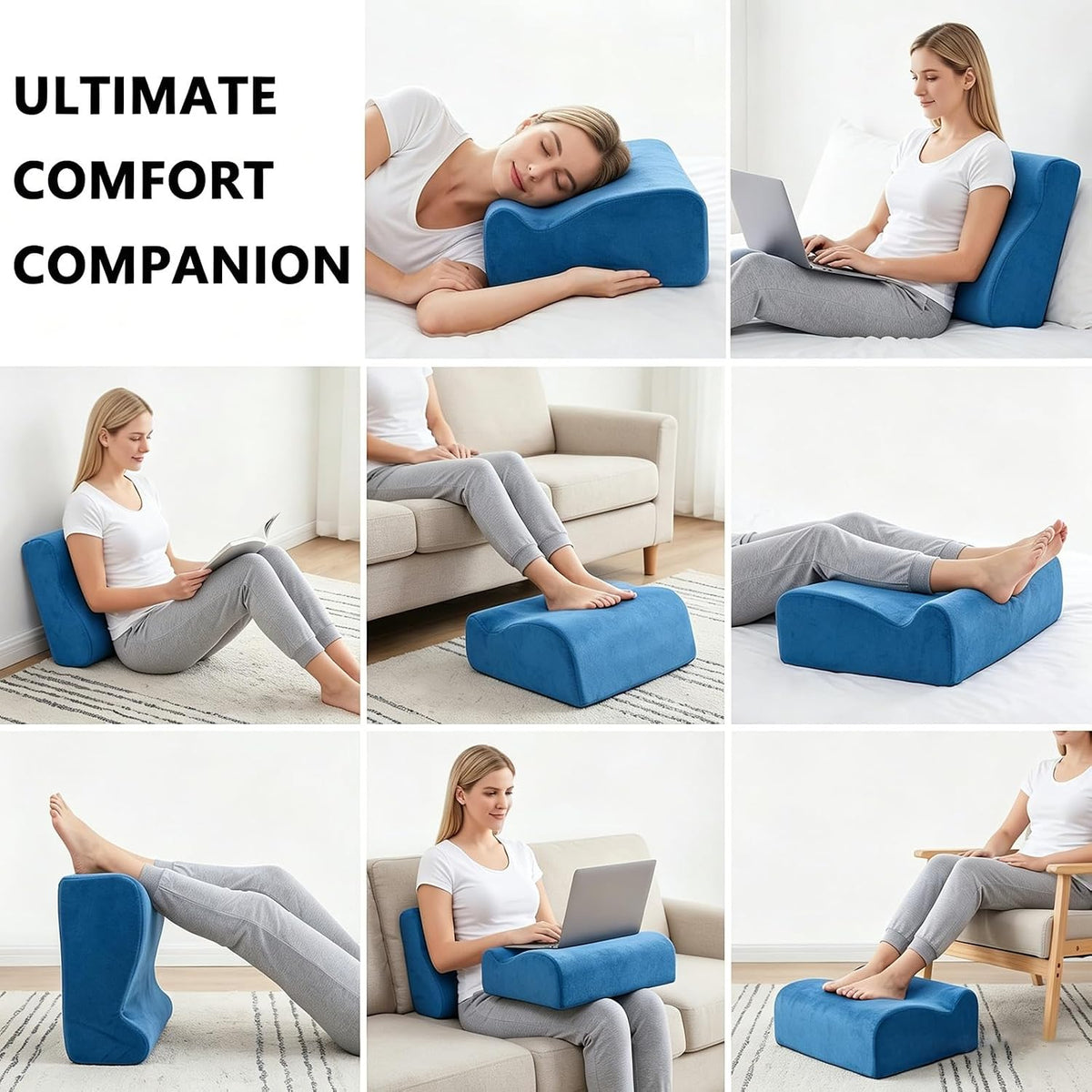 Foot Rest for Under Desk at Work, Ergonomic Footrest Multifunctional 3-Tier Foot Stool, Support Foot Pillow for Office Chair Gaming Chair Leg Elevation Pillow (Blue, One Size) - Image 2