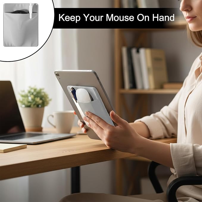 Mouse Pocket for Laptop, 5.7x4.7in Adhesive Mouse Holder, Portable Stick-On Mice Pocket Pouch for Laptop Computer External USB Cable - Image 3