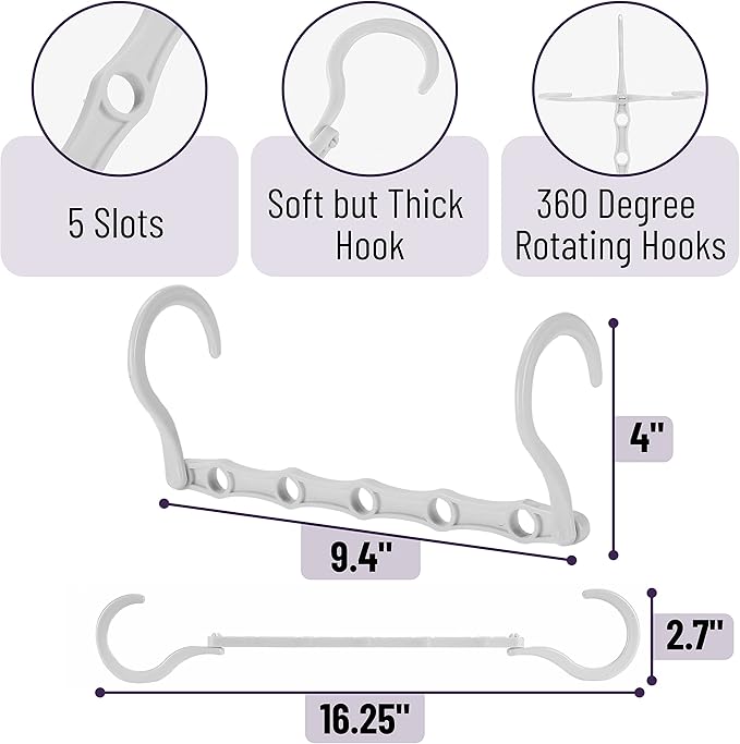 Mr. Pen- Bulk Space Saving Hangers for Clothes, 24 pcs, 5 Slots, Plastic | Collapsible Hangers with 360° Swivel Hook, Hanger Hooks Space Saver for Closet Organizers and Storage, Dorm Room Essentials - Image 3