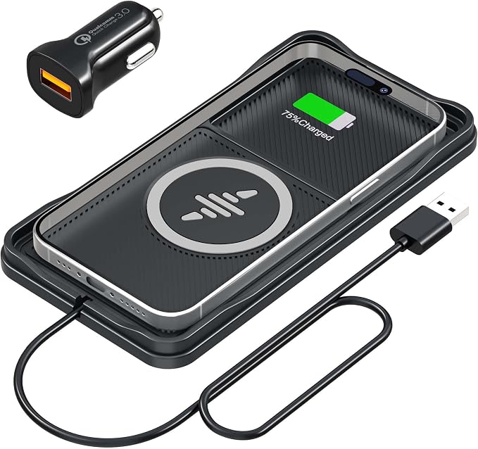 Wireless Car Charger Pad, 15w Fast Car Wireless Chargers Charging pad Non Slip Charger for Car Wireless Phone Charger for iPhone 17/16/15/14/13/12 Pro Max,Samsung S23 S22 S20 for Android, 30cm Cable - Image 9
