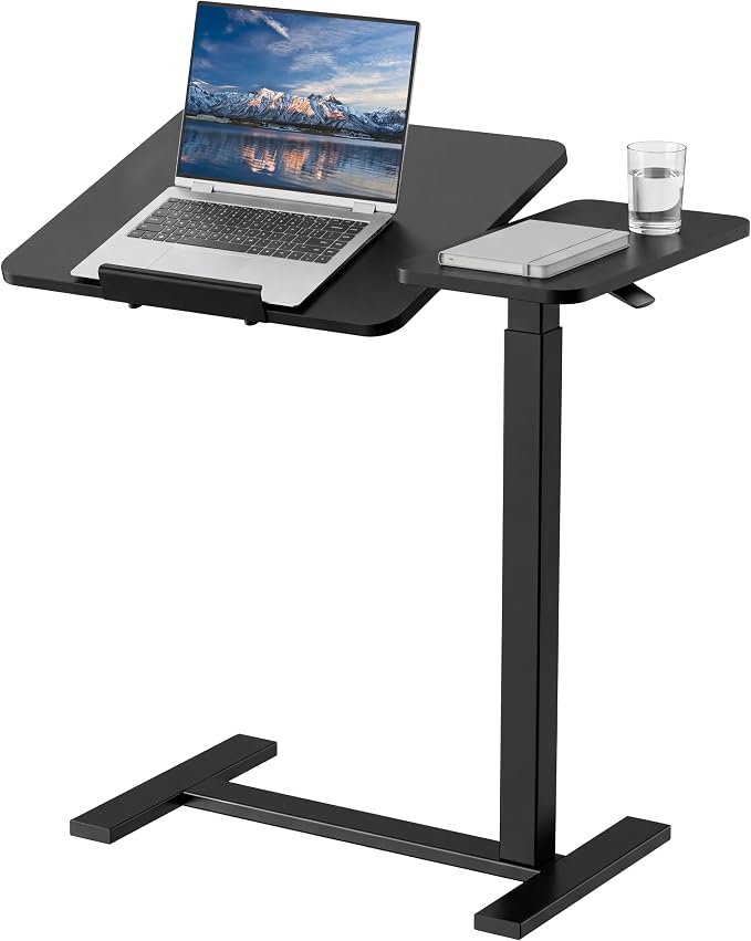 DUMOS Standing Desk with Wheels, Rolling Desk, Laptop Table | Adjustable Height, Portable Computer Workstation, Tilting Desktop, Home Office Classroom Bedside, Black by DumosLifestyle