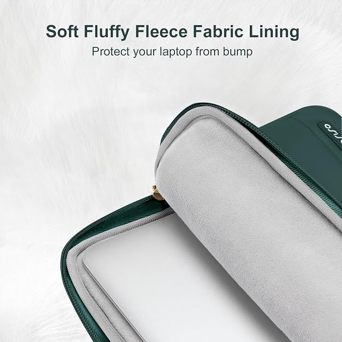 MOSISO Laptop Case 13.3 inch,13-13.3 inch Puffy Laptop Sleeve Carrying Case | Compatible with MacBook Neo/Air 13.6/Pro 13/14, HP Dell ASUS Lenovo, Polyester Horizontal Bag with Small Case, Peacock Green - Image 3