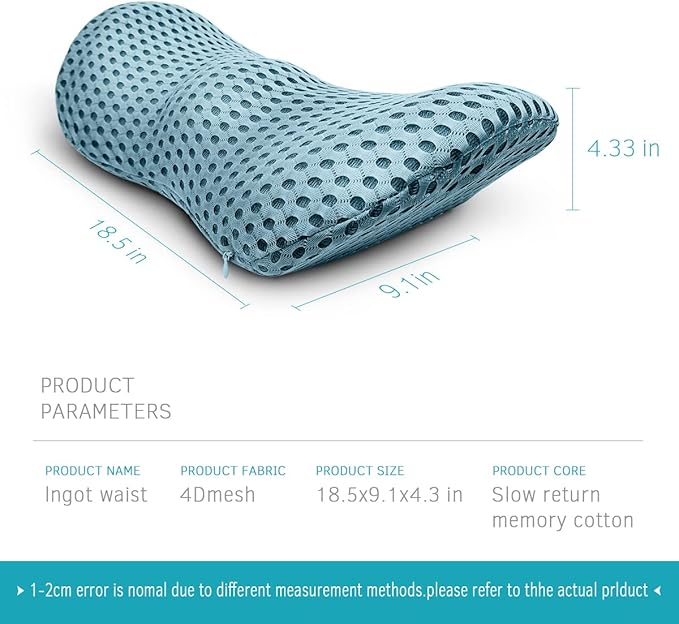 Lumbar Support Pillow for Office Chair, Memory Foam Lumbar Pillow for Lower Back Pain Relief (Blue) - Image 4