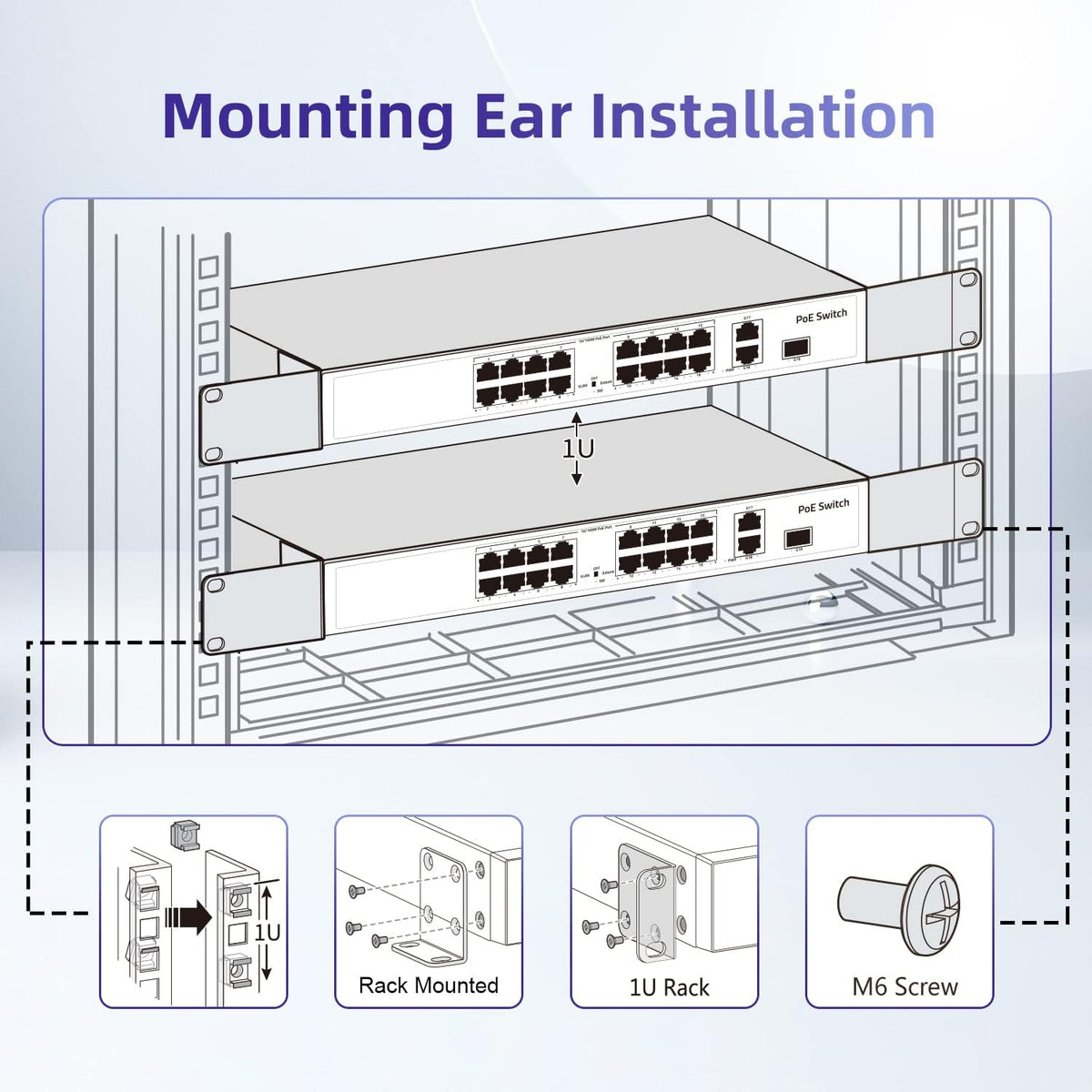 Rack Mount Kit 19" Large Switch Rack Ears Compatible for Cisco Small Business Series (18-50 Port Models) RM-300-19 - Image 4