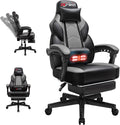 Big and Tall Gaming Chair, Footrest and Massage Lumbar Support, Grey by DL-win