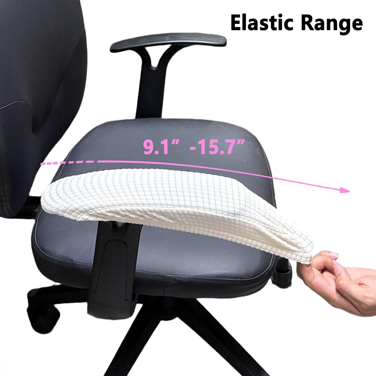 Office Chair Armrest Covers, Stretchable Removable Washable Chair Arm Covers, Elastic Desk Computer Gaming Chair Arm Rest Protector Slipcovers (Cream) - Image 3