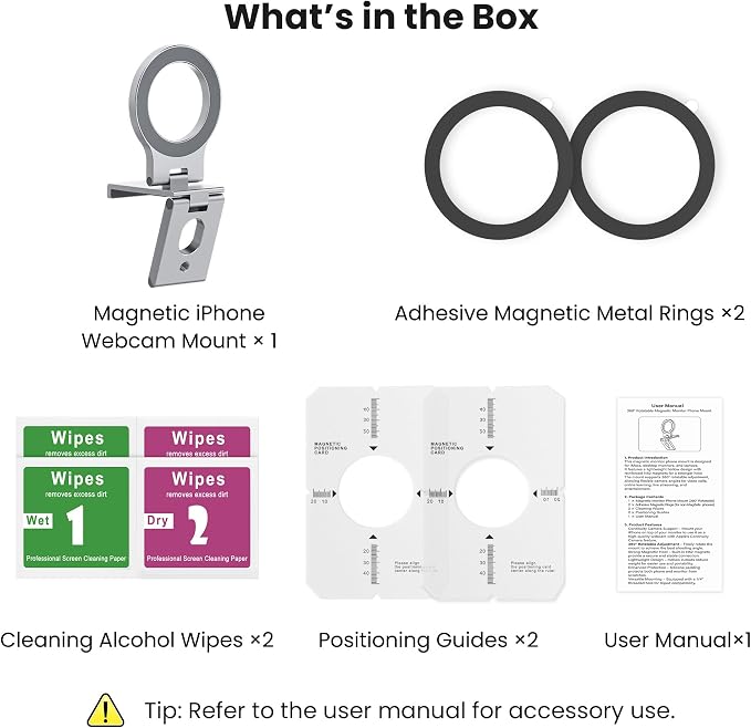 Itramax Continuity Camera Mount for iMac,Magnetic iPhone Monitor Holder | Foldable PC Screen Phone Webcam Stand,Metal Rings,for MagSafe iPhone 17/16/15/14/13/12/11/XR/XS,Apple TV,Studio Display,Gray - Image 8