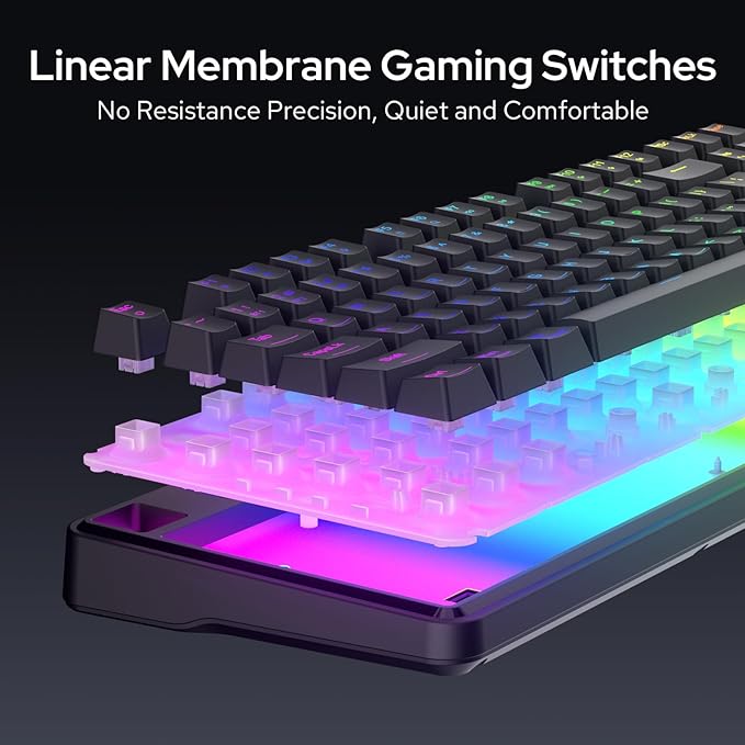 Redragon Wireless K526 PRO Membrane Keyboard & M693 PRO Gaming Mouse Combo | LED Info Display & Knob, 0-Delay Tri-Mode Both Devices, Adjustable DPI Up to 4800, Shared Dongle for Cordless Desktop - Image 7