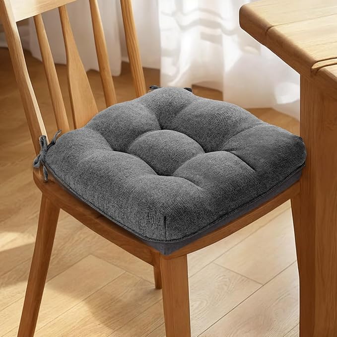 MAGIC ELEPHANT Chair Cushions for Dining Chair, Shredded Memory Foam Kitchen Chair Cushions Set of 4, Non-Slip Thick Dinning Room Chair Pads Seat Cushions, 15.5" x 15.5" x 4" (Grey) - Image 7