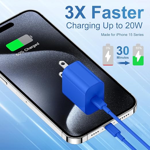 iPhone 17 16 15 Fast Charger and 10ft Type C to C Cable Cord Long, 20W USB C Charging Block Plug for Apple iPhone 17 Pro Max/17 Air/16 Pro/16 Plus/15 Pro/15 Mini/iPad Power Adapter Cube Brick/AirPods - Image 2