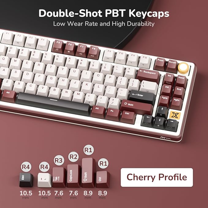 RK ROYAL KLUDGE X87 Gasket Mechanical Keyboard, 75% Wireless Gaming Keyboard with Touchable X-Plate & Volume Knob, Bluetooth/2.4GHz/Wired, Hot Swappable RGB Backlit (Red, Linear Cream Switch) - Image 7