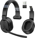COSMUSIS Trucker Bluetooth Headset with Dongle, Wireless Headsets with Noise Cancelling Microphone, 50+Hrs HD Talktime Bluetooth Headphones with Detachable Earpad/Single+Dual Mode for Office/Driving | Trucker Headset with Noise Cancelling Headphones, L... by COSMUSIS