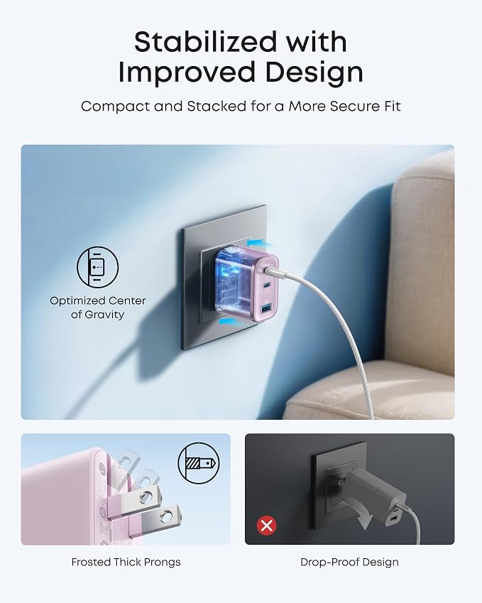 Anker Nano 70W Max 3-Port Fast Charger USB C, Type C Charger Fast Charging | Compact and Stylish USB C Charger Block, for iPhone 17/17 Pro Max/16 Series, MacBook Pro, iPad (Black, Cable Included) - Image 6