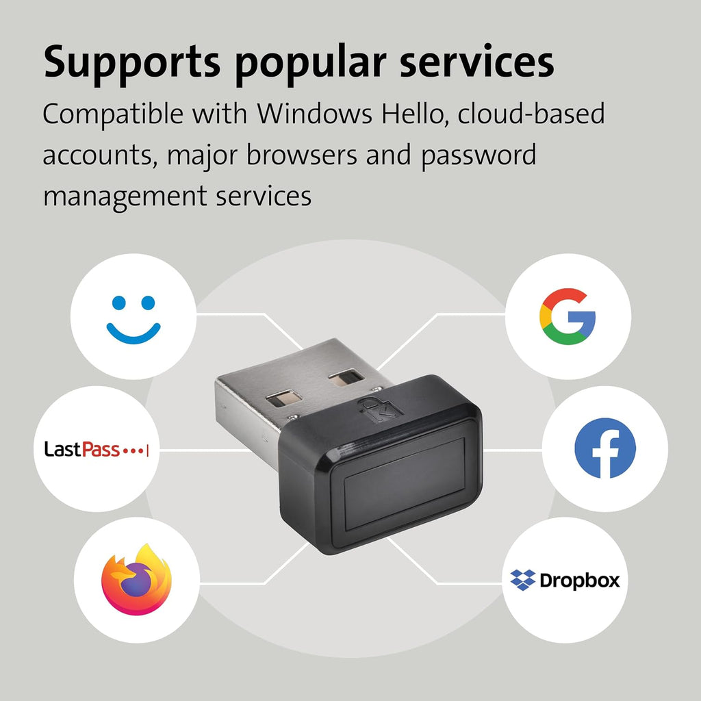 Kensington VeriMark Gen1 USB-A Fingerprint Key Reader - Windows Hello, Anti-Spoofing (K67977WW) - Image 3
