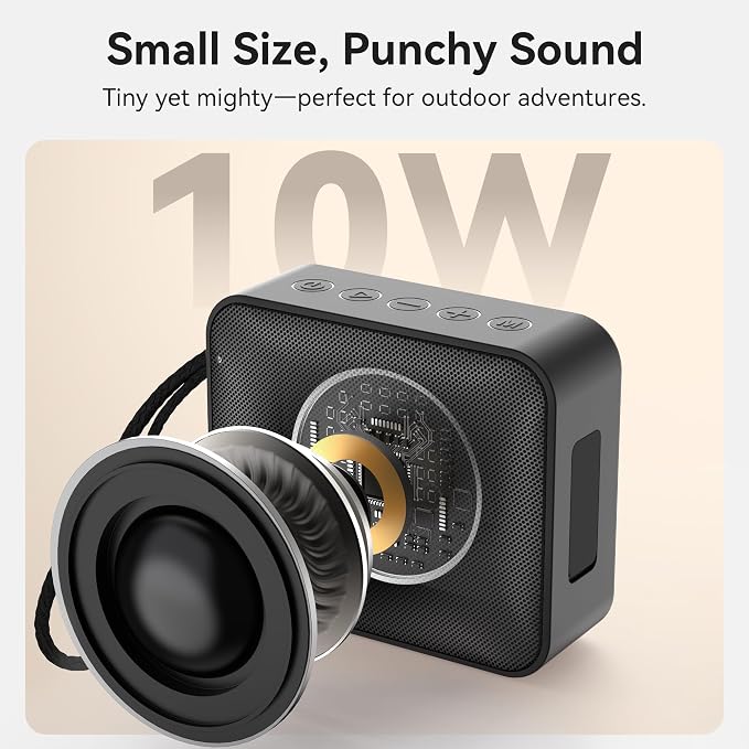 Oraolo Bluetooth Speaker, IPX7 Waterproof Portable with Stereo Sound, Bluetooth 5.4, TWS Pairing, Support AUX/TF Card, Small Wireless Speaker for Home, Shower, Outdoors, Travel, Black - Image 2