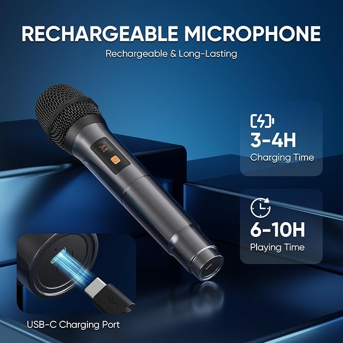 Karaoke Machine, 3 Wireless Microphones, Bluetooth Speaker with Lights | Clear Sound, 5 Light Modes, PA System, Bluetooth TWS, USB/TF/REC/FM/AUX, for Adults and Kids, Home Parties and Outdoor Events - Image 5