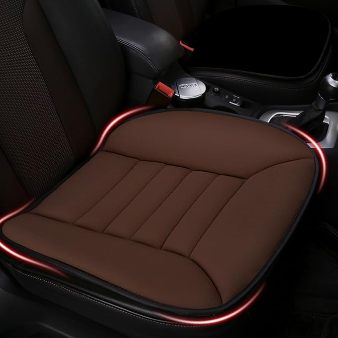 Car Seat Cushion Pad 1.2" Thick Comfort Protector for Car Driver Seat Office Chair Home Use Memory Foam Cushion with Non Slip Bottom, 20'' x 18.5'', Coffee by MYFAMIREA