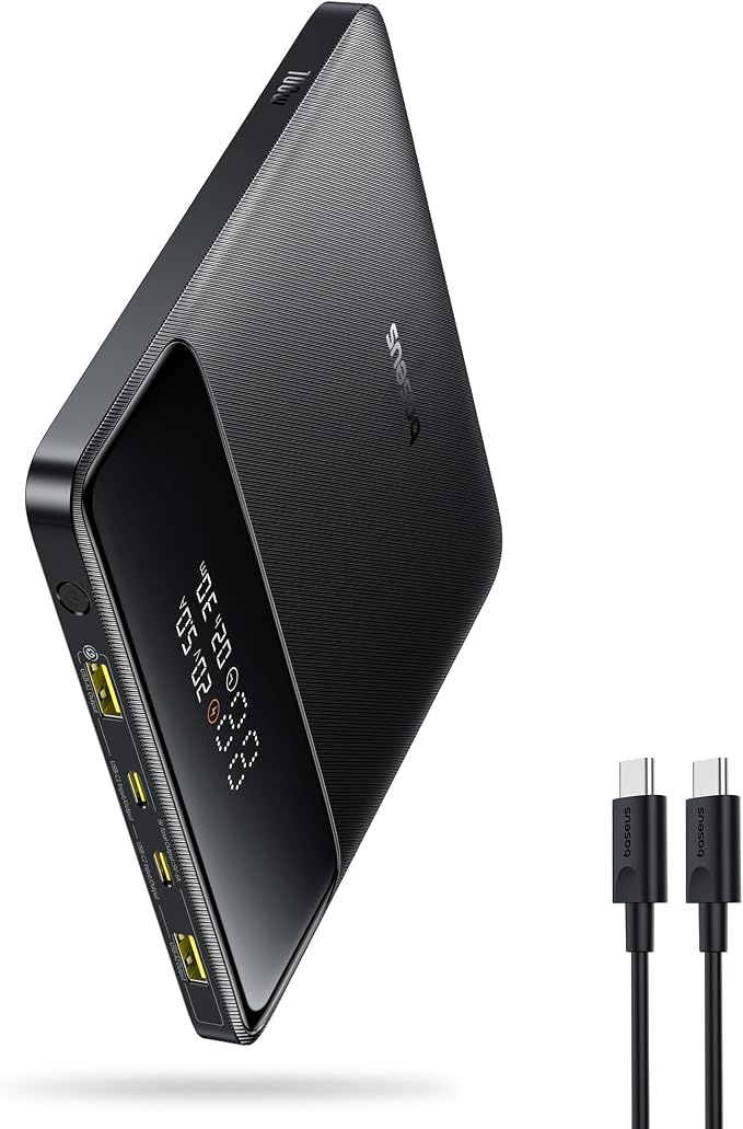 Baseus Laptop Portable Charger 100W 20000mAh, Blade Travel Power Bank Fast Charging 2 USB-C & 2 USB-A Port, Steam Deck Battery Pack for MacBook iPad iPhone 17/16/15/14/13 Samsung S24 etc. by Baseus
