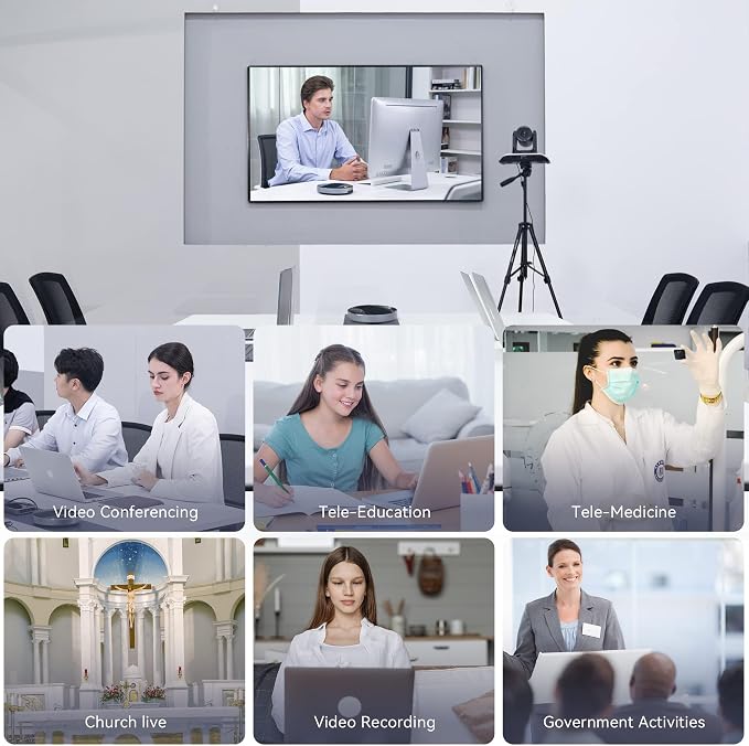 20x Zoom Conference Room Camera System TONGVEO All-in-1 Video and Audio Conferencing System 20X Optical Zoom USB3.0 HDMI PTZ Camera and Conference speaker with microphone Bundle for large Meeting Room - Image 9