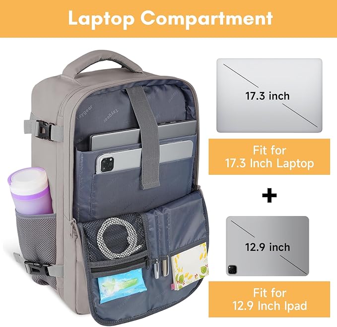 Taygeer Laptop Backpack Purse for Women, Backpack for College Essentials | Travel Mochila with 17.3inch Laptop Compartment, Airline Approved CarryOn Work Bag for Nursing Doctor Business Travel, Brown - Image 5